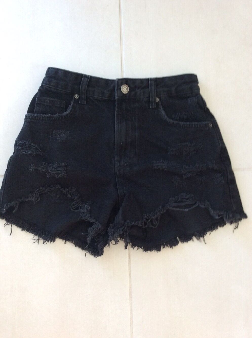 Bershka Denim Jean Shorts High Waist Cut Off Distressed